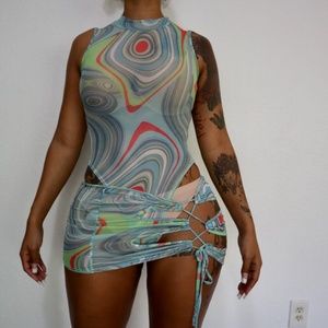 Groovy Skirt Set | Blue